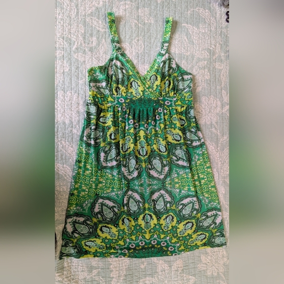 INC Green Sundress With Sparkling Studs In The Front. Size M. - Picture 5 of 11